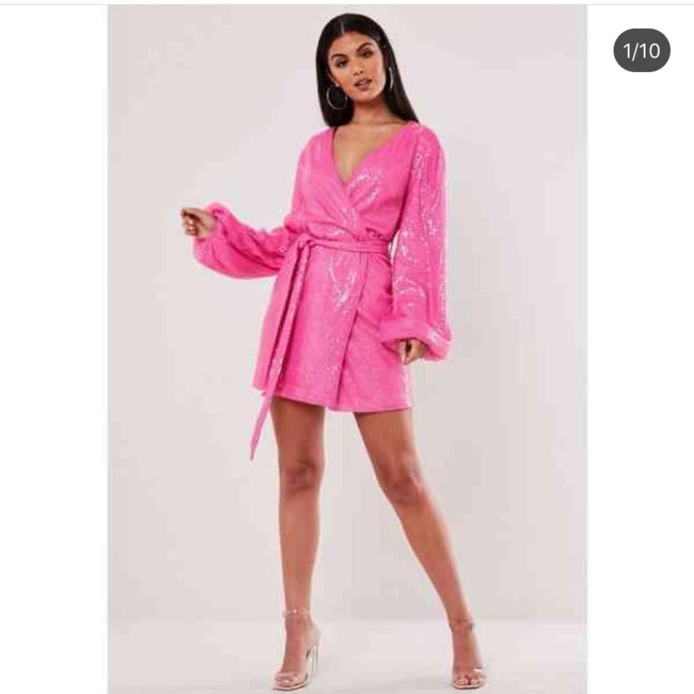 Hot pink sequin dress